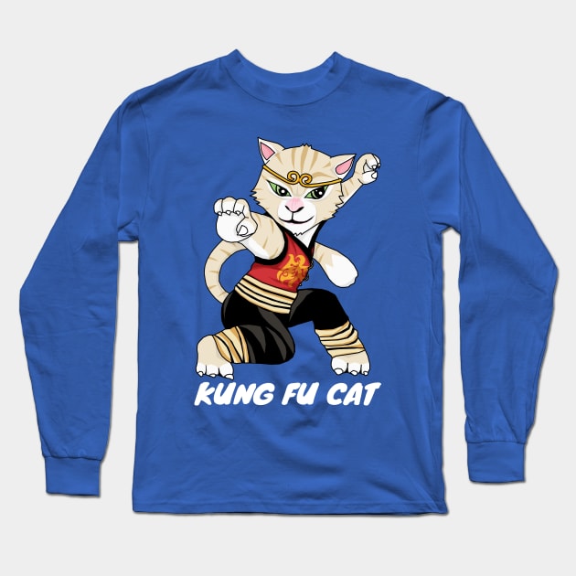 Kung Fu Cat Fighter Long Sleeve T-Shirt by KewaleeTee